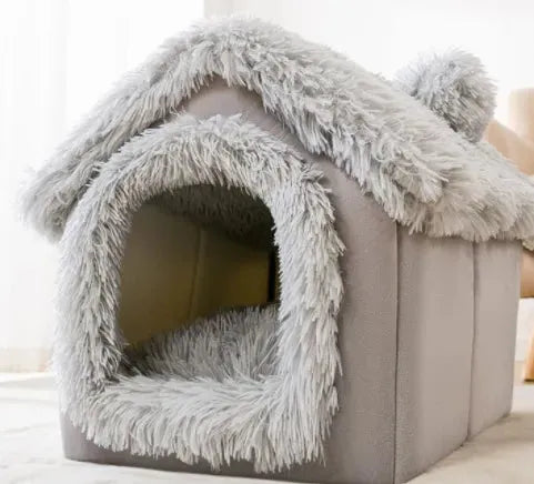 Foldable Dog House Pet Cat Bed Winter Dog Villa Sleep Kennel Removable Nest Warm Enclosed Cave Sofa Pets Supplies - Bellarte Enchanté Foldable Dog House Pet Cat Bed Winter Dog Villa Sleep Kennel Removable Nest Warm Enclosed Cave Sofa Pets Supplies